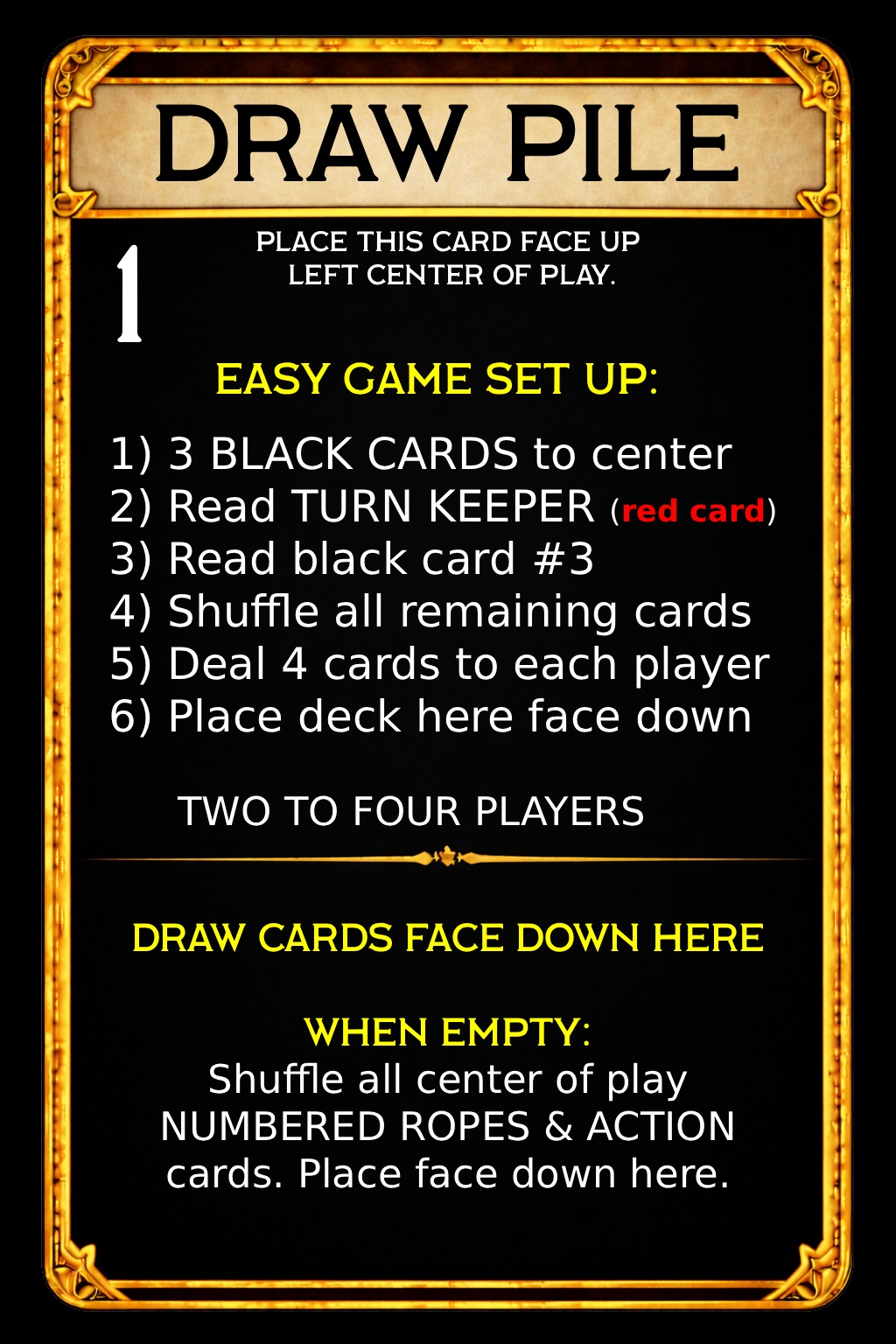 Draw pile setup card